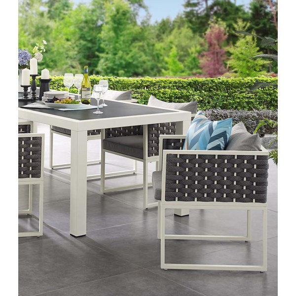 BSD National Supplies Modern Grey And White Outdoor Dining Chair With
